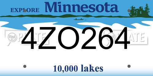 4ZO264 Minnesota License Plate