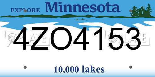 4ZO4153 Minnesota License Plate