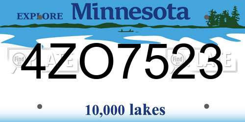 4ZO7523 Minnesota License Plate