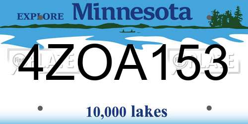 4ZOA153 Minnesota License Plate