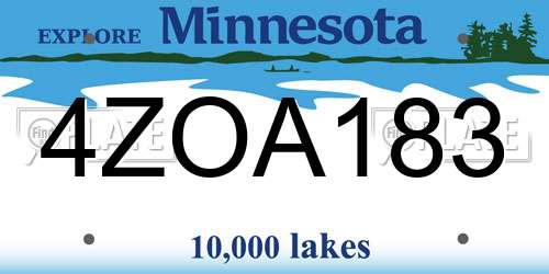 4ZOA183 Minnesota License Plate