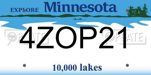 4ZOP21 Minnesota License Plate