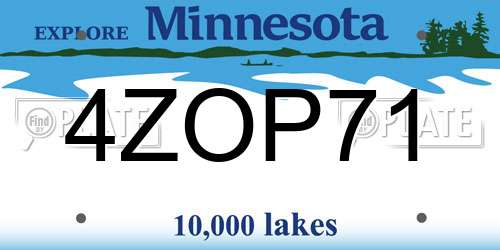 4ZOP71 Minnesota License Plate