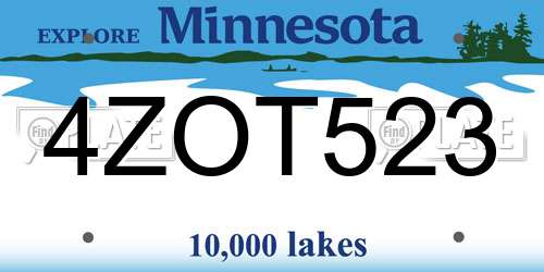 4ZOT523 Minnesota License Plate