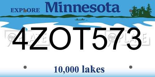4ZOT573 Minnesota License Plate
