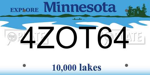 4ZOT64 Minnesota License Plate