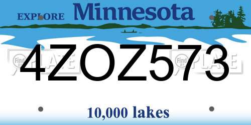 4ZOZ573 Minnesota License Plate