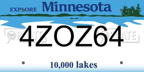 4ZOZ64 Minnesota License Plate