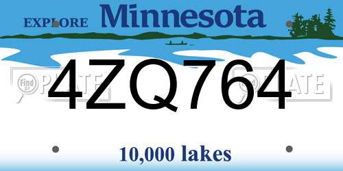 4ZQ764 Minnesota License Plate