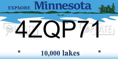 4ZQP71 Minnesota License Plate