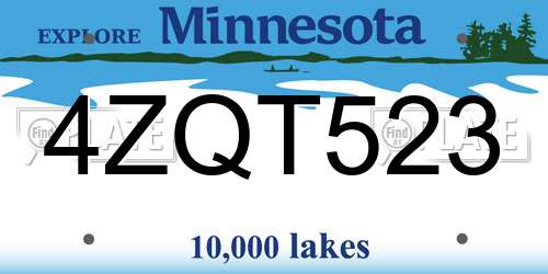 4ZQT523 Minnesota License Plate
