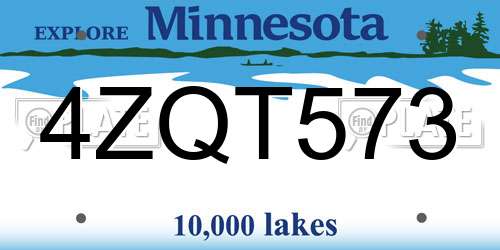 4ZQT573 Minnesota License Plate