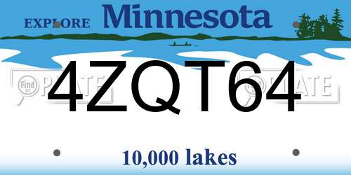 4ZQT64 Minnesota License Plate