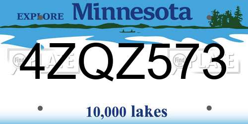 4ZQZ573 Minnesota License Plate