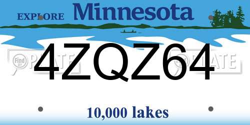 4ZQZ64 Minnesota License Plate