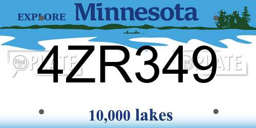 4ZR349 Minnesota License Plate