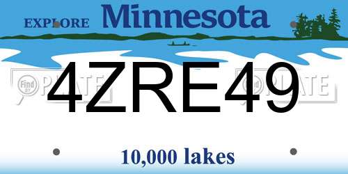 4ZRE49 Minnesota License Plate