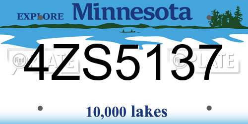 4ZS5137 Minnesota License Plate