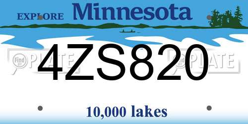 4ZS820 Minnesota License Plate