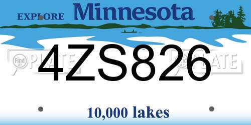 4ZS826 Minnesota License Plate