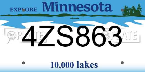 4ZS863 Minnesota License Plate