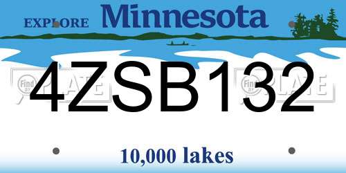4ZSB132 Minnesota License Plate