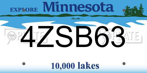 4ZSB63 Minnesota License Plate