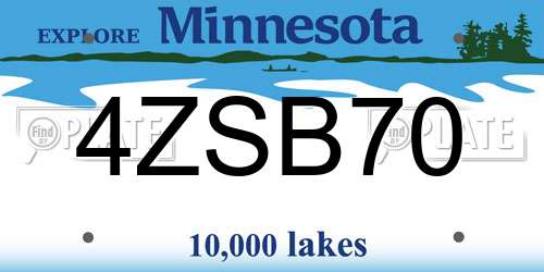 4ZSB70 Minnesota License Plate