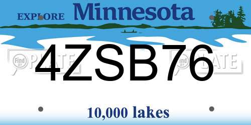 4ZSB76 Minnesota License Plate