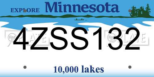 4ZSS132 Minnesota License Plate