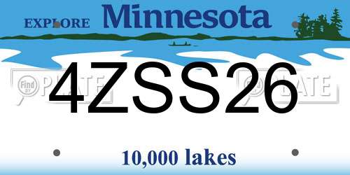 4ZSS26 Minnesota License Plate