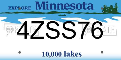 4ZSS76 Minnesota License Plate