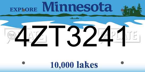 4ZT3241 Minnesota License Plate
