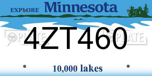4ZT460 Minnesota License Plate