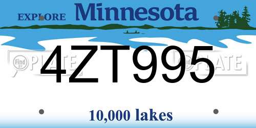 4ZT995 Minnesota License Plate