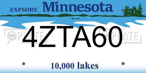 4ZTA60 Minnesota License Plate