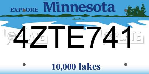 4ZTE741 Minnesota License Plate