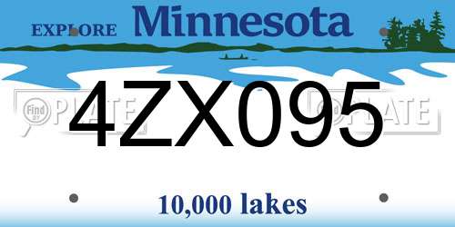 4ZX095 Minnesota License Plate