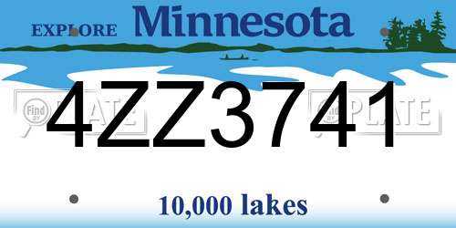 4ZZ3741 Minnesota License Plate