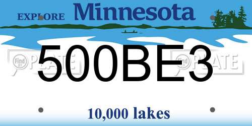 500BE3 Minnesota License Plate