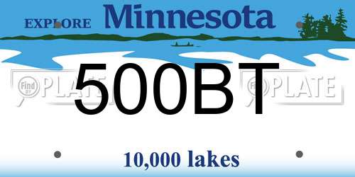 500BT Minnesota License Plate