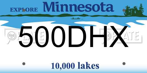 500DHX Minnesota License Plate