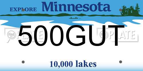 500GUT Minnesota License Plate