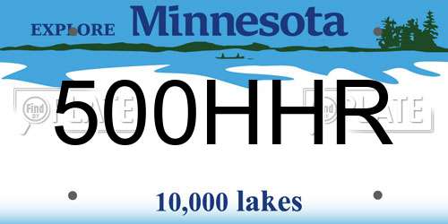 500HHR Minnesota License Plate