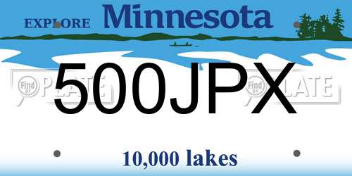 500JPX Minnesota License Plate