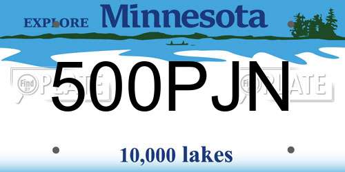 500PJN Minnesota License Plate