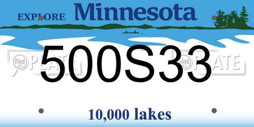500S33 Minnesota License Plate