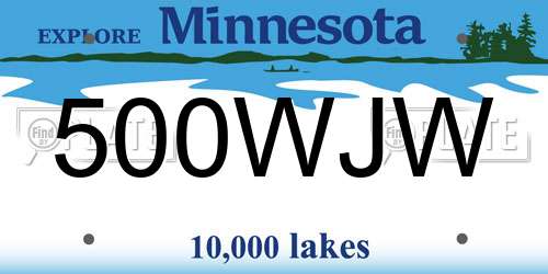 500WJW Minnesota License Plate