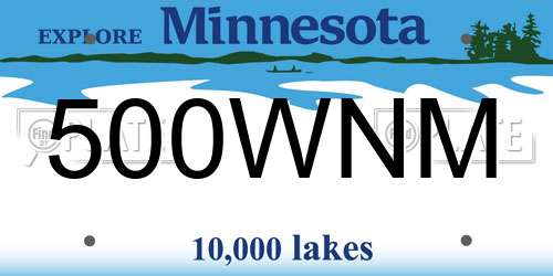 500WNM Minnesota License Plate