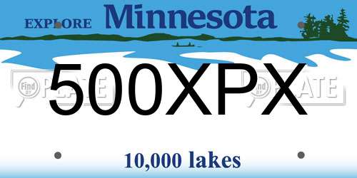 500XPX Minnesota License Plate